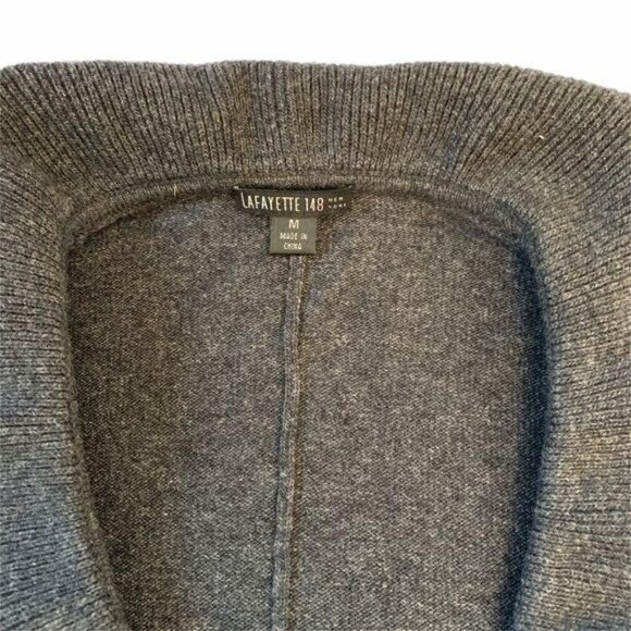 Lafayette 148 Cardigan Medium Wool/Cashmere Wrap Tie Ruffle Crossover Gr… - Picture 4 of 8